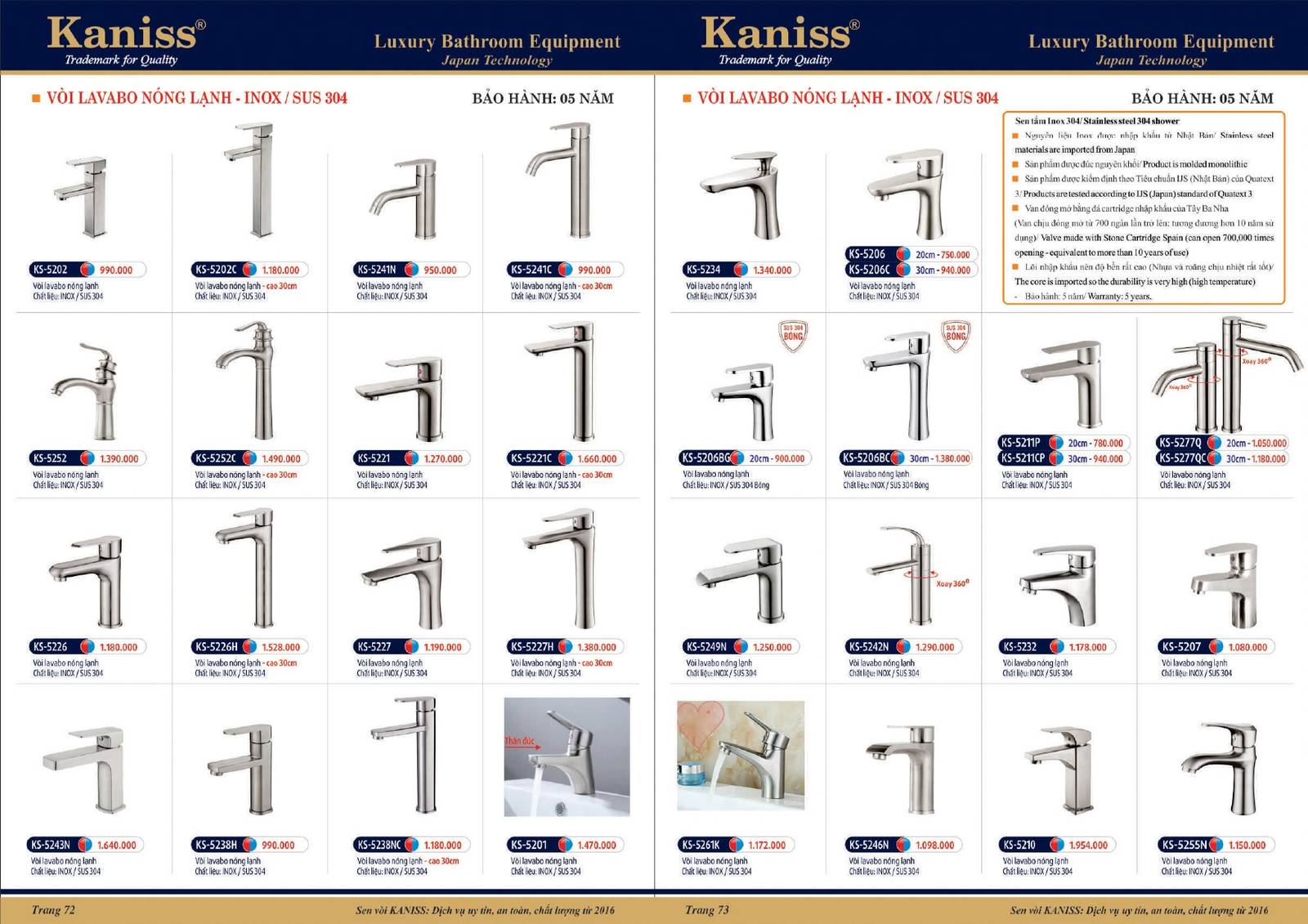 Catalogue và Bảng giá Thiết bị vệ sinh KANISS mới nhất /Page 37
